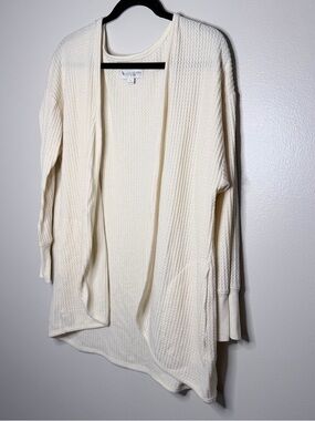 Koolaburra Cream Open-Front Waffle Knit Cardigan